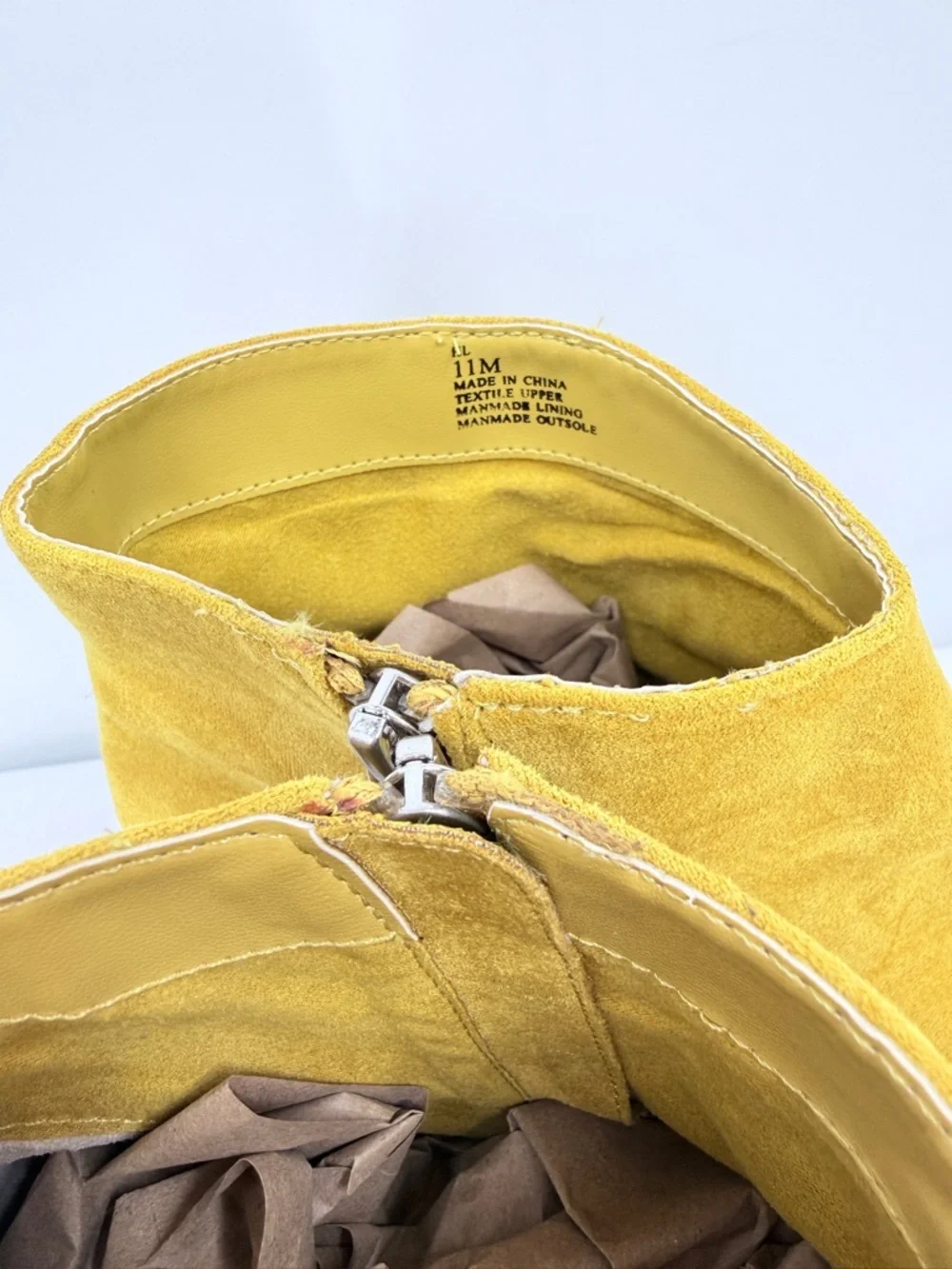 Charles by Charles David Mustard Yellow Suede Ankle Boots Kitten Heel Size 11